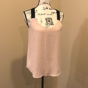 Blush pink cami with black velvet straps